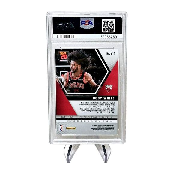 Coby White RC Panini Mosaic PSA MINT 9 Rookie #211 2019 Chicago Bulls - Picture 2 of 3